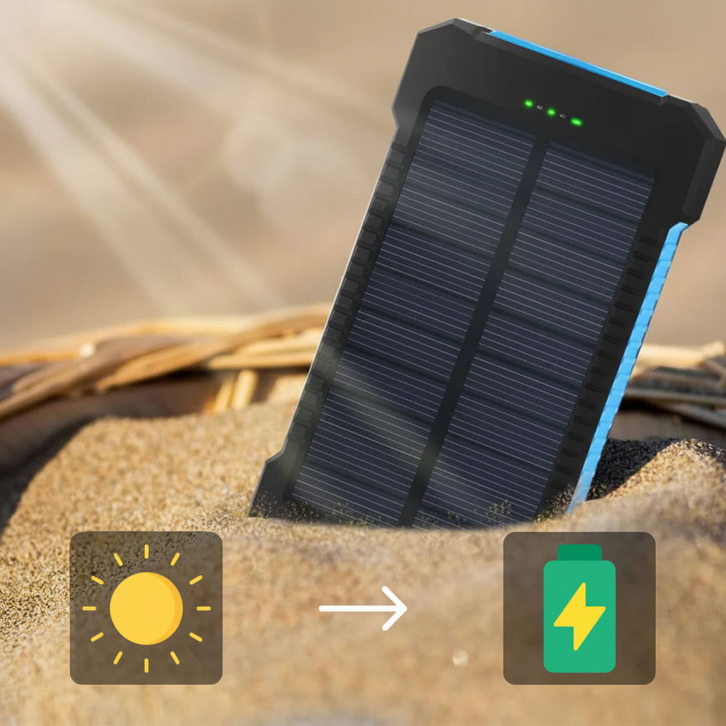 Solcelledrevet vanntett batteripakke på 20000mAh – doble USB-utganger, kompakt størrelse på 5.4 tommer