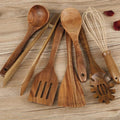 Seven-Piece Wooden Utensil Set — Non-Scratch, Heat-Resistant Ergonomic Handles