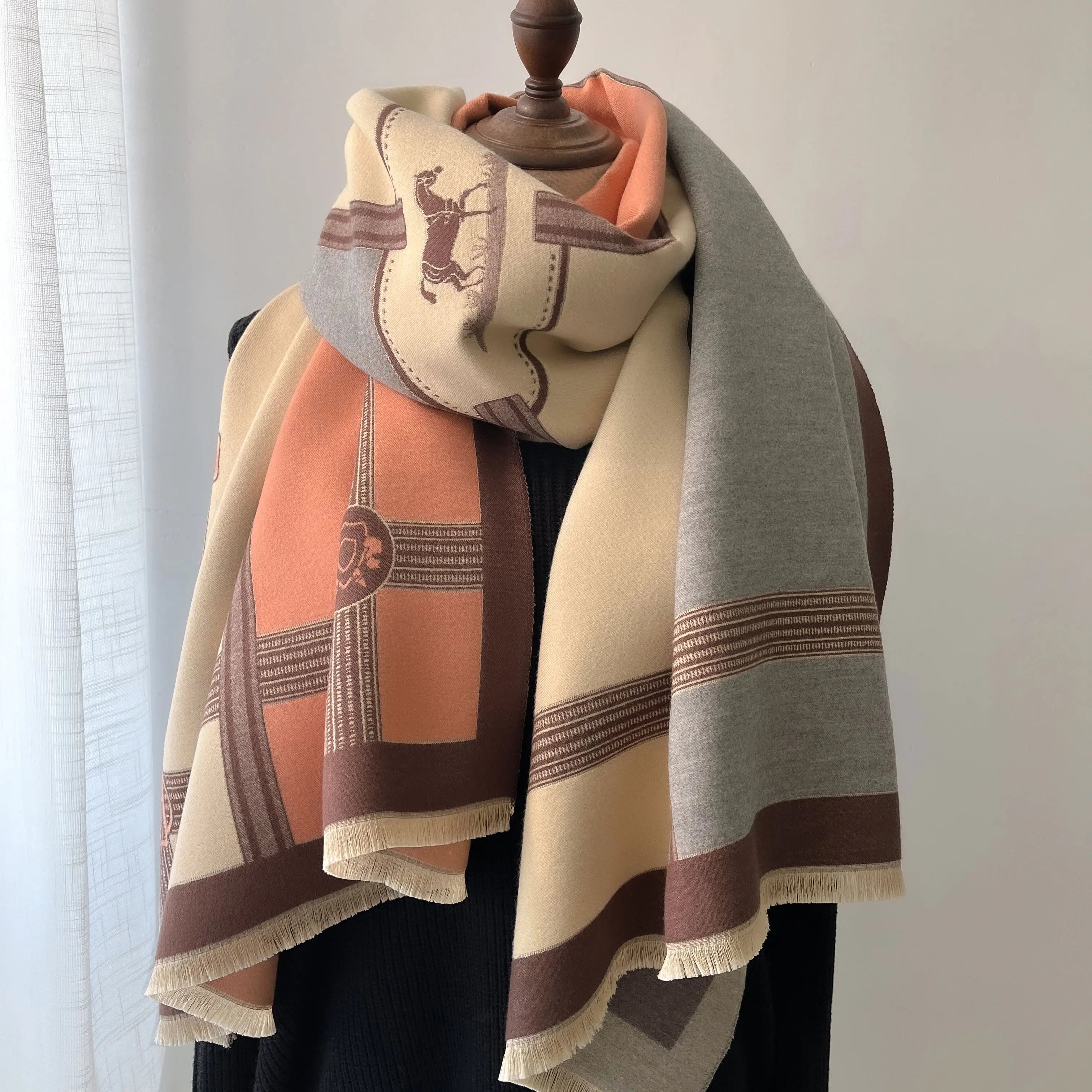 The Royal Scarf 100 Percent Cotton Geometric Knit Wrap