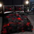 Neon 3D Grid Quilt Cover Set — Microfiber Cotton Blend
