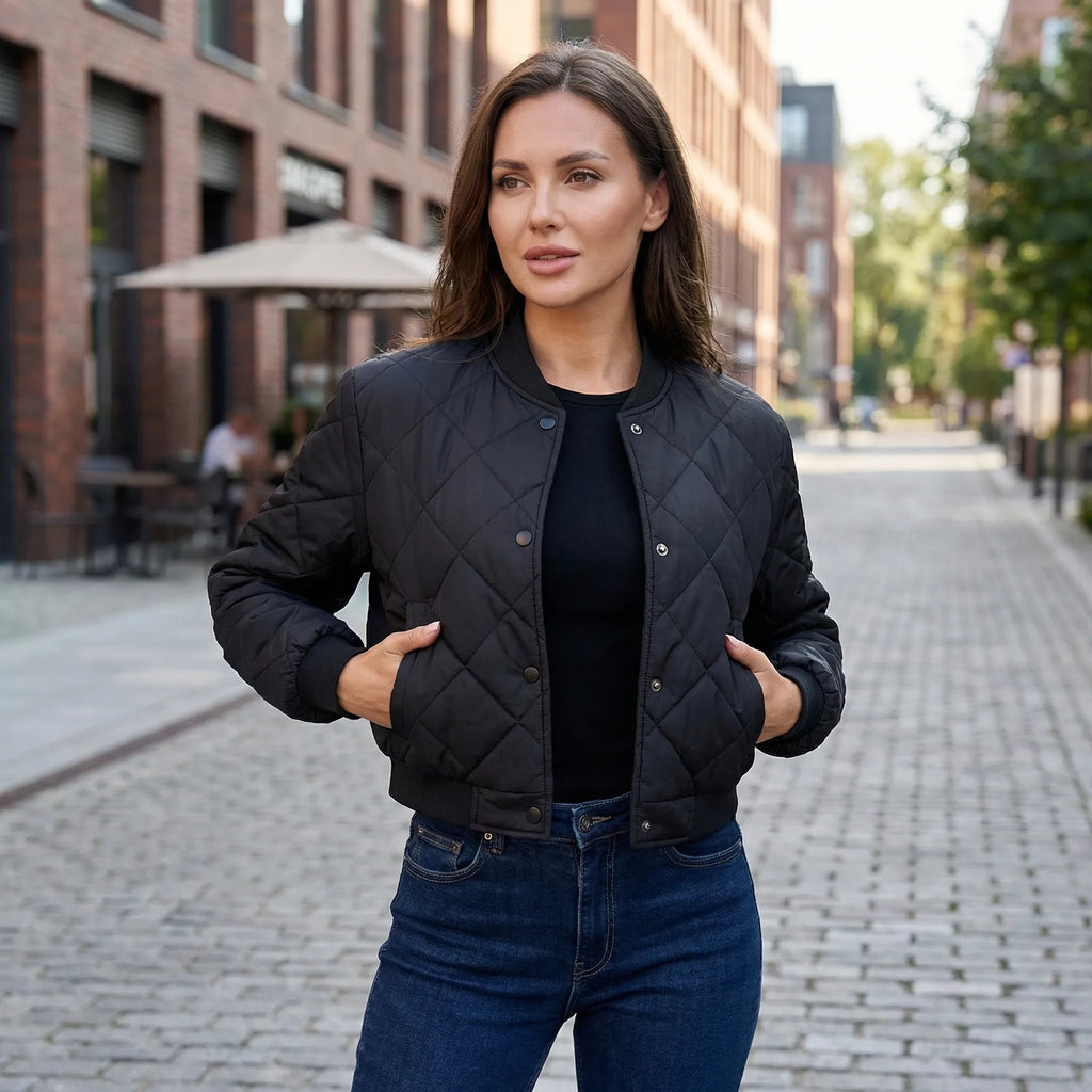 Chaqueta bomber corta acolchada Marcella — Corte corto estructurado