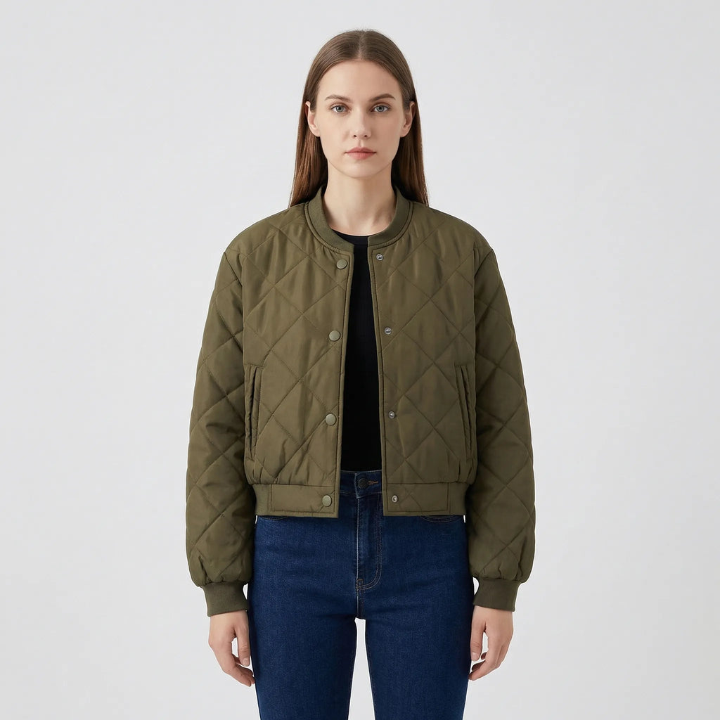 Chaqueta bomber corta acolchada Marcella — Corte corto estructurado