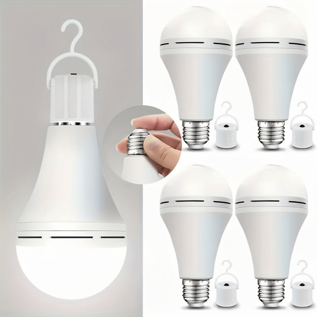 Rechargeable LED Bulb — Built-In Battery, Automatic Power Outage Backup, Standard 110V Charging