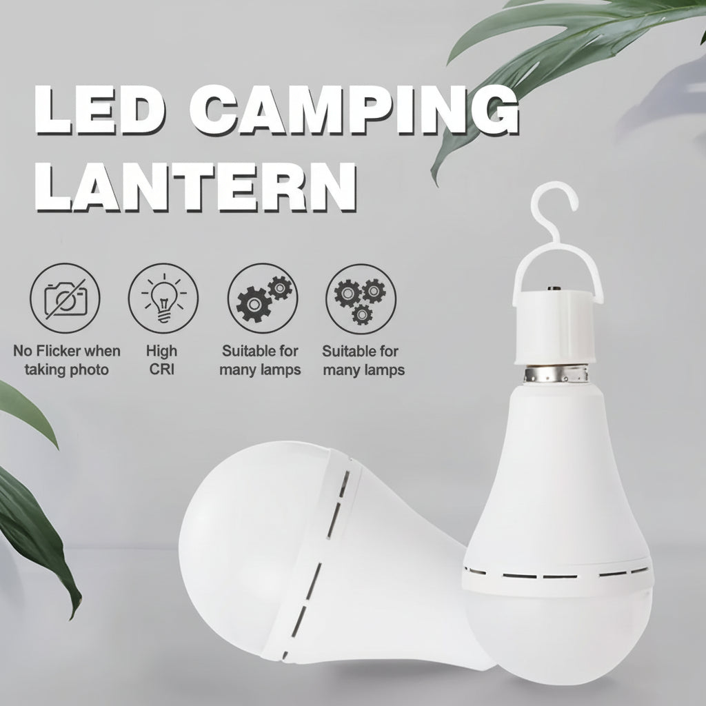 Rechargeable LED Bulb — Built-In Battery, Automatic Power Outage Backup, Standard 110V Charging