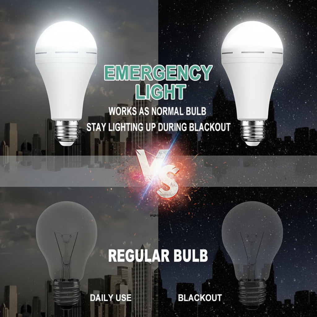 Rechargeable LED Bulb — Built-In Battery, Automatic Power Outage Backup, Standard 110V Charging