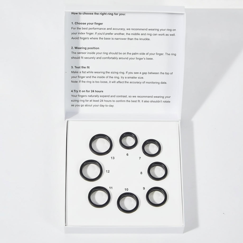 Compact Smart Ring Tracker — Heart Rhythm, Blood Oxygen & Sleep Stage Monitoring
