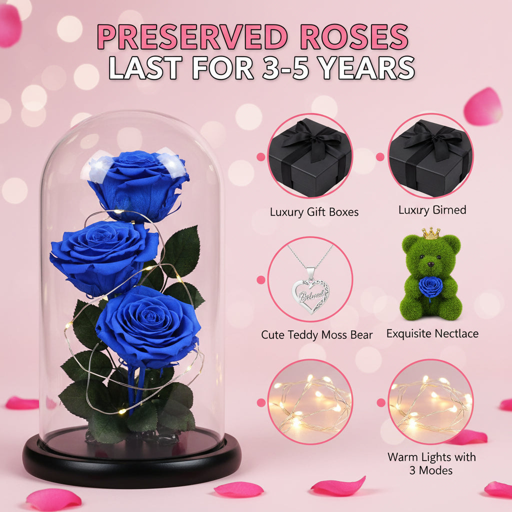 Geschenkbox mit konservierter Rose – Herzeinsatz zur Präsentation und versteckter Halskette