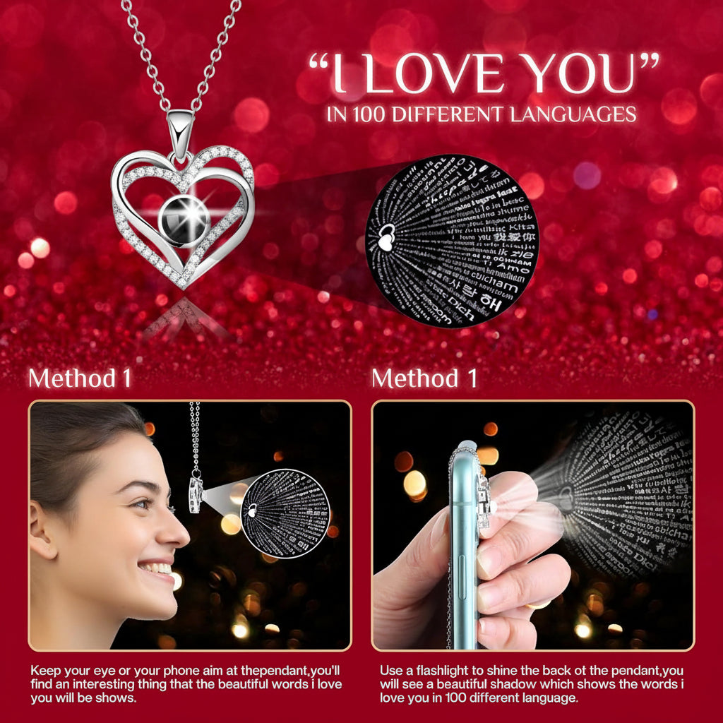 Preserved Rose LED Display Case — Battery-Powered Dome and Engraved Love Pendant Necklace
