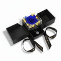 Preserved Rose LED Display Case — Battery-Powered Dome and Engraved Love Pendant Necklace