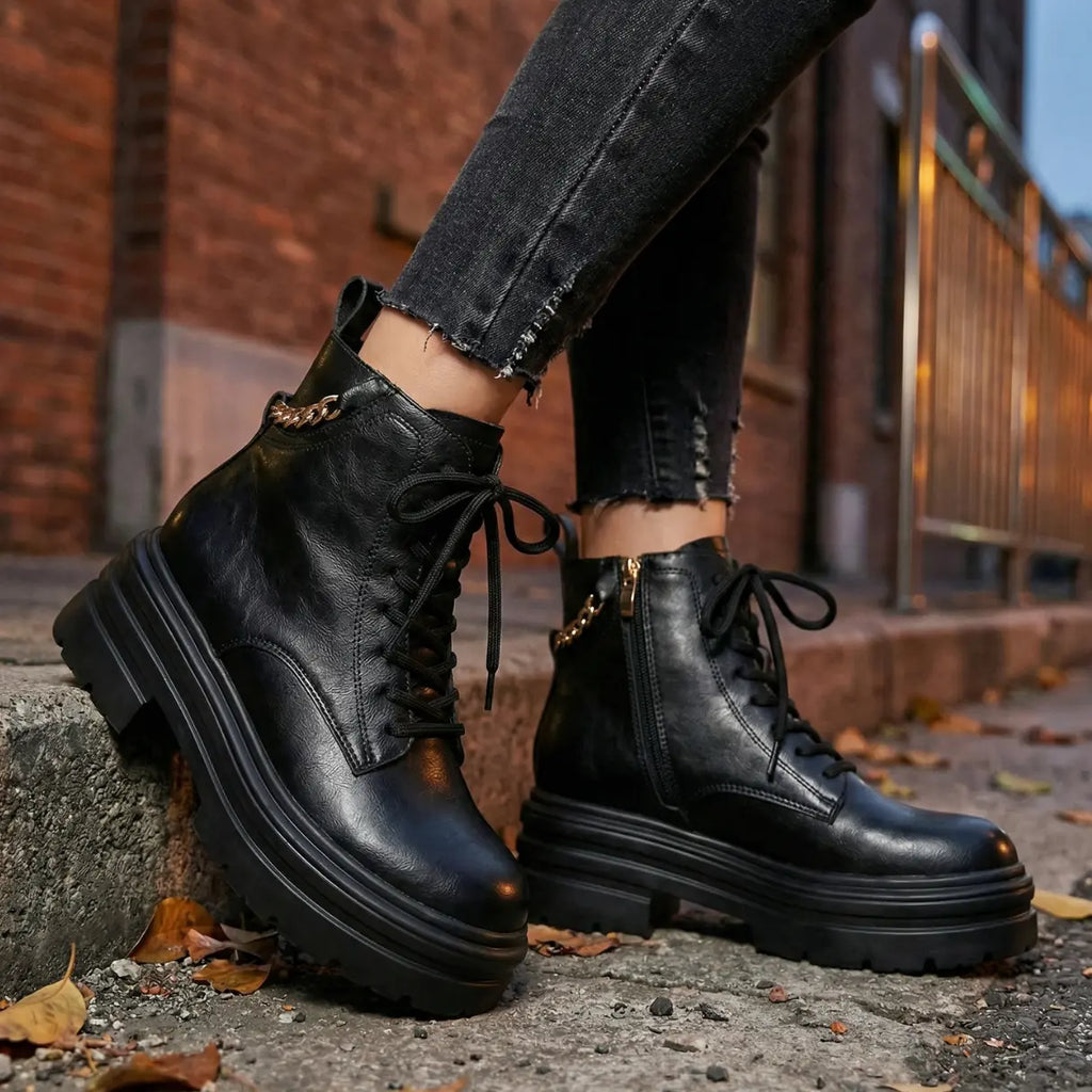 Ravena Height-Boost Combat Boots With 11 Cm Hidden Elevation System