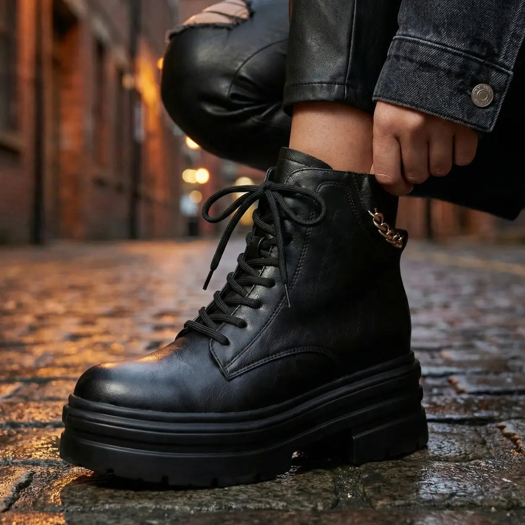 Ravena Height-Boost Combat Boots With 11 Cm Hidden Elevation System