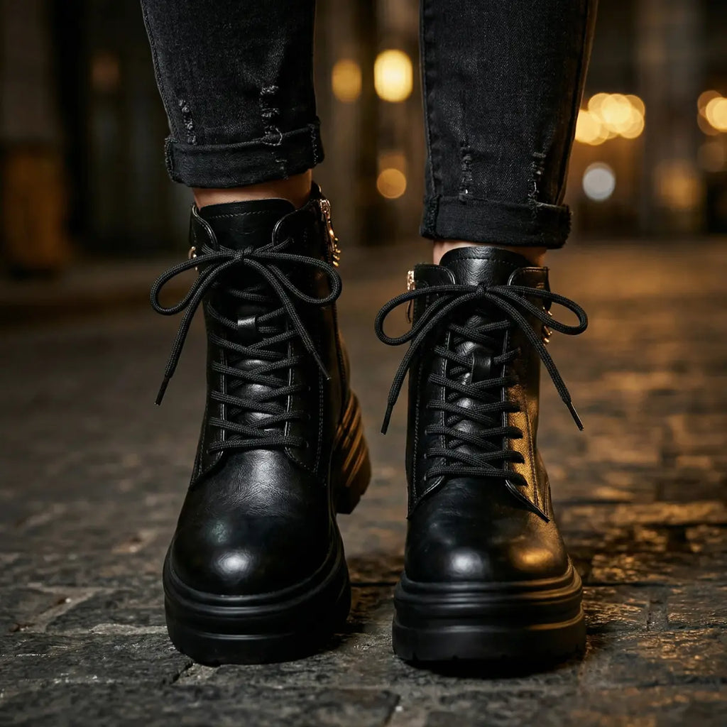 Ravena Height-Boost Combat Boots With 11 Cm Hidden Elevation System