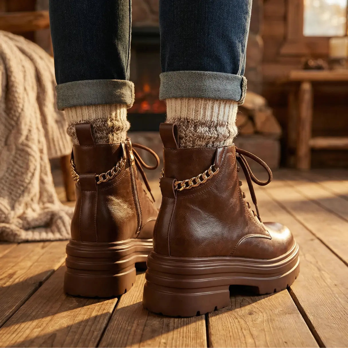 Ravena Height-Boost Combat Boots With 11 Cm Hidden Elevation System