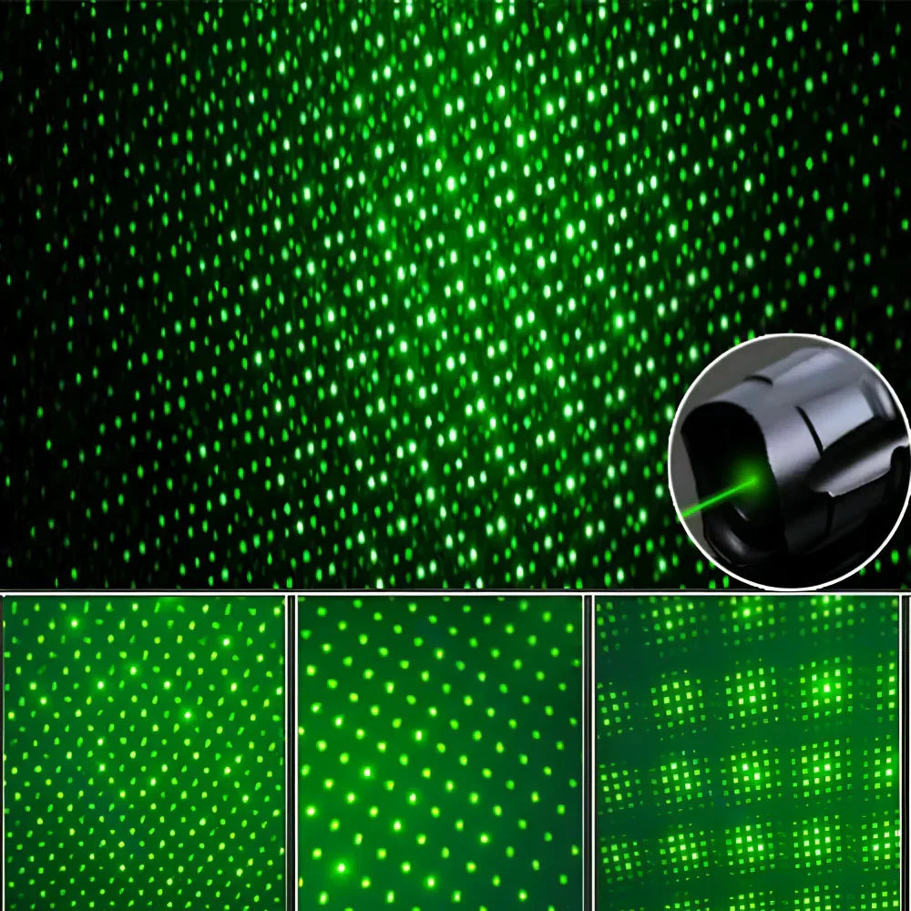 Green Laser Pointer — Rechargeable Battery, 2000m Range, 532nm Beam, Black Anodized Chassis