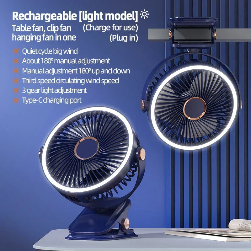 Csíptethető hordozható ventilátor — újratölthető, beépített 8000 mAh-s akkumulátor