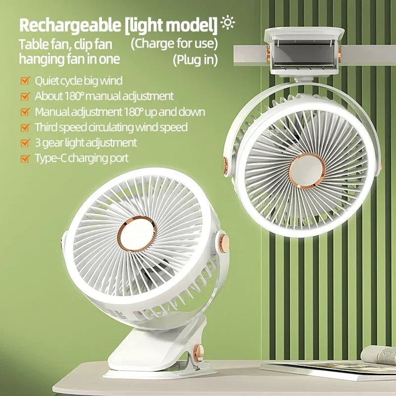 Csíptethető hordozható ventilátor — újratölthető, beépített 8000 mAh-s akkumulátor