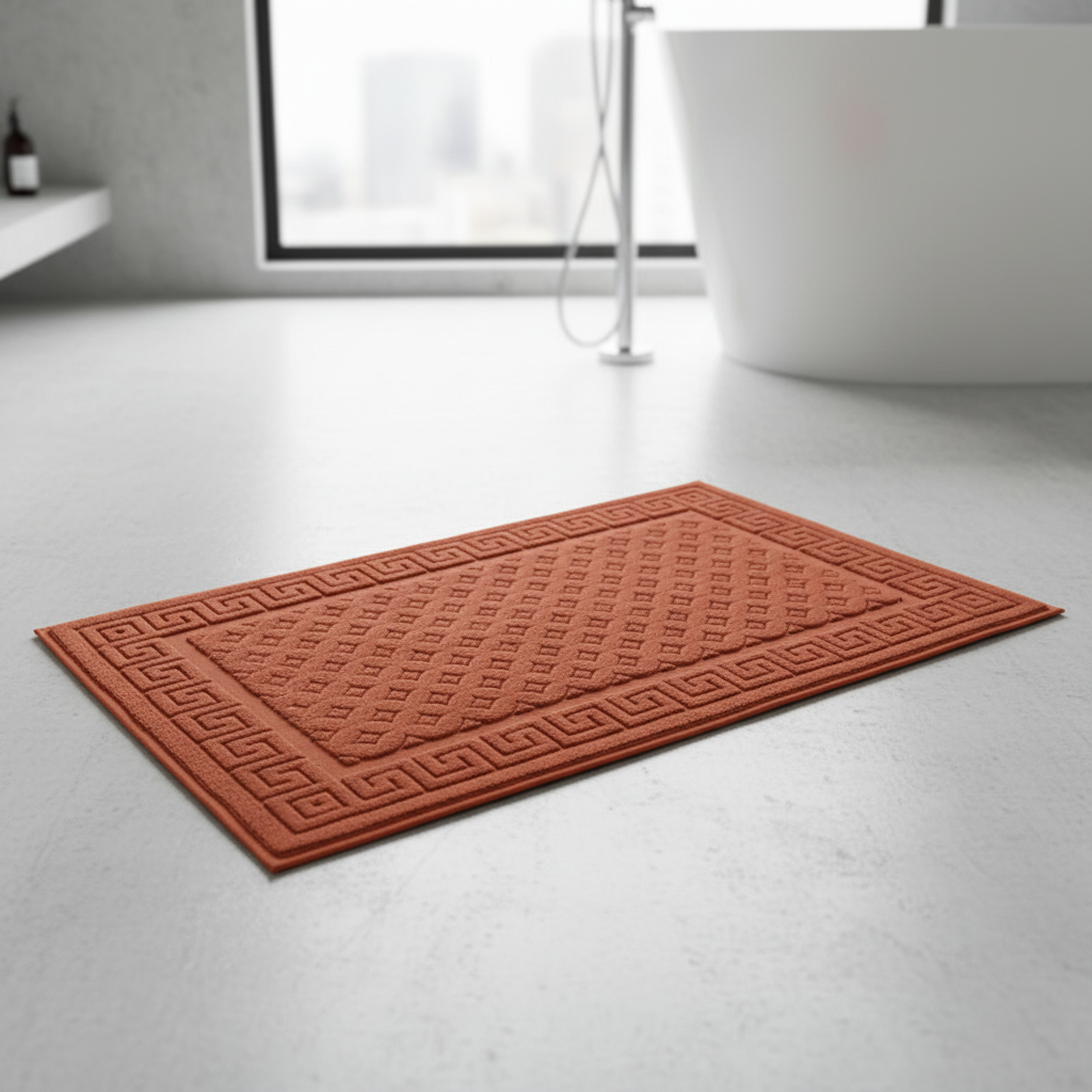 BathPattern rektangulärt badrumsmatteset — geometrisk design i 2 delar