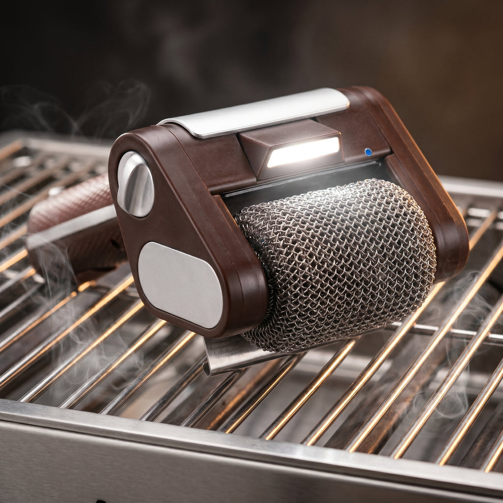 IronGrill Brush Motorized Scrubbing With LED Light And Steel Scraper