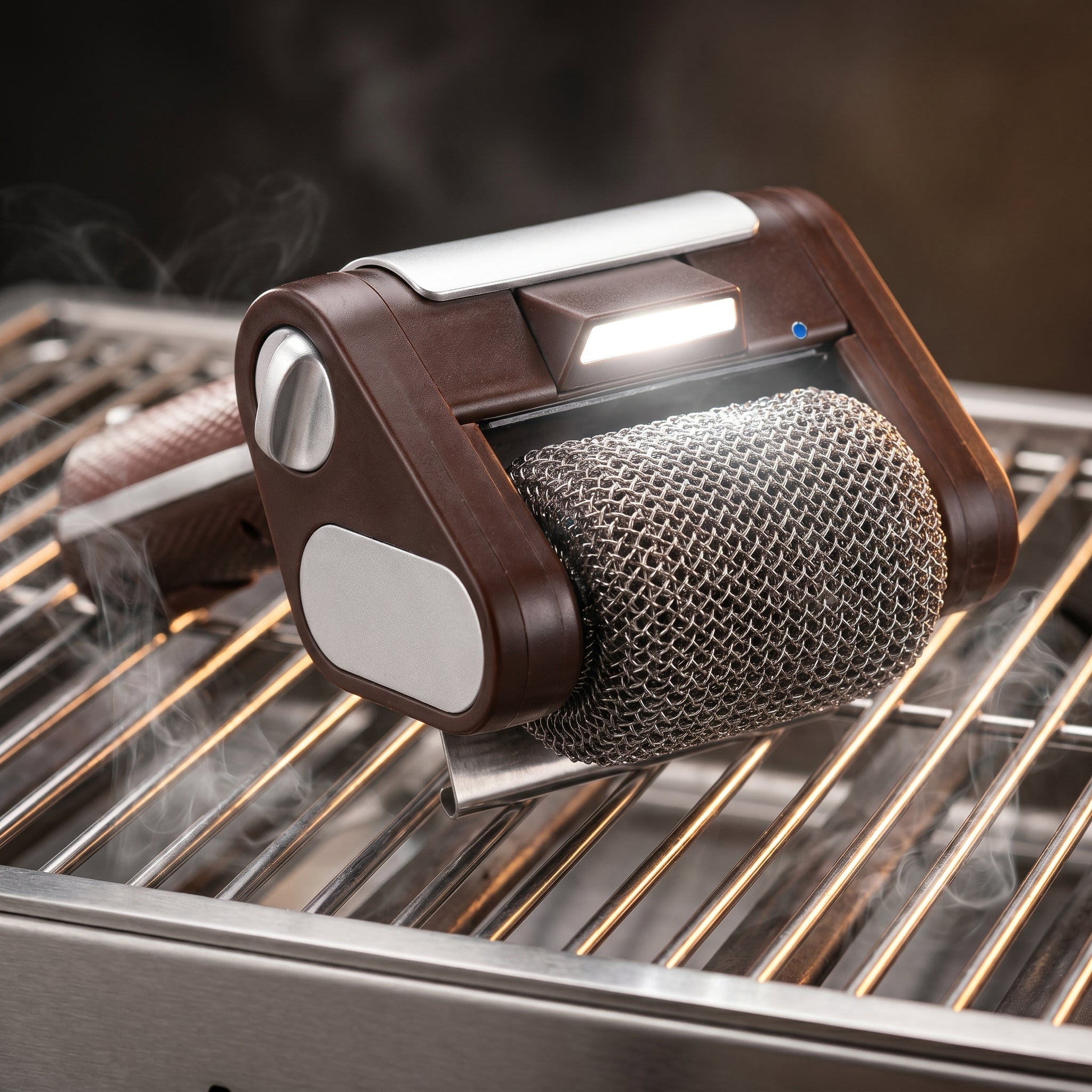 IronGrill Brush Motorized Scrubbing With LED Light And Steel Scraper