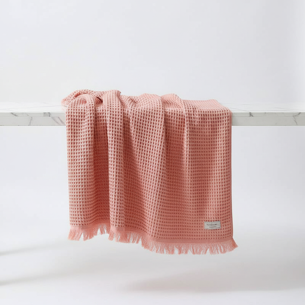 Toalla de baño de lujo CottonWrap de algodón puro con tejido de gofre