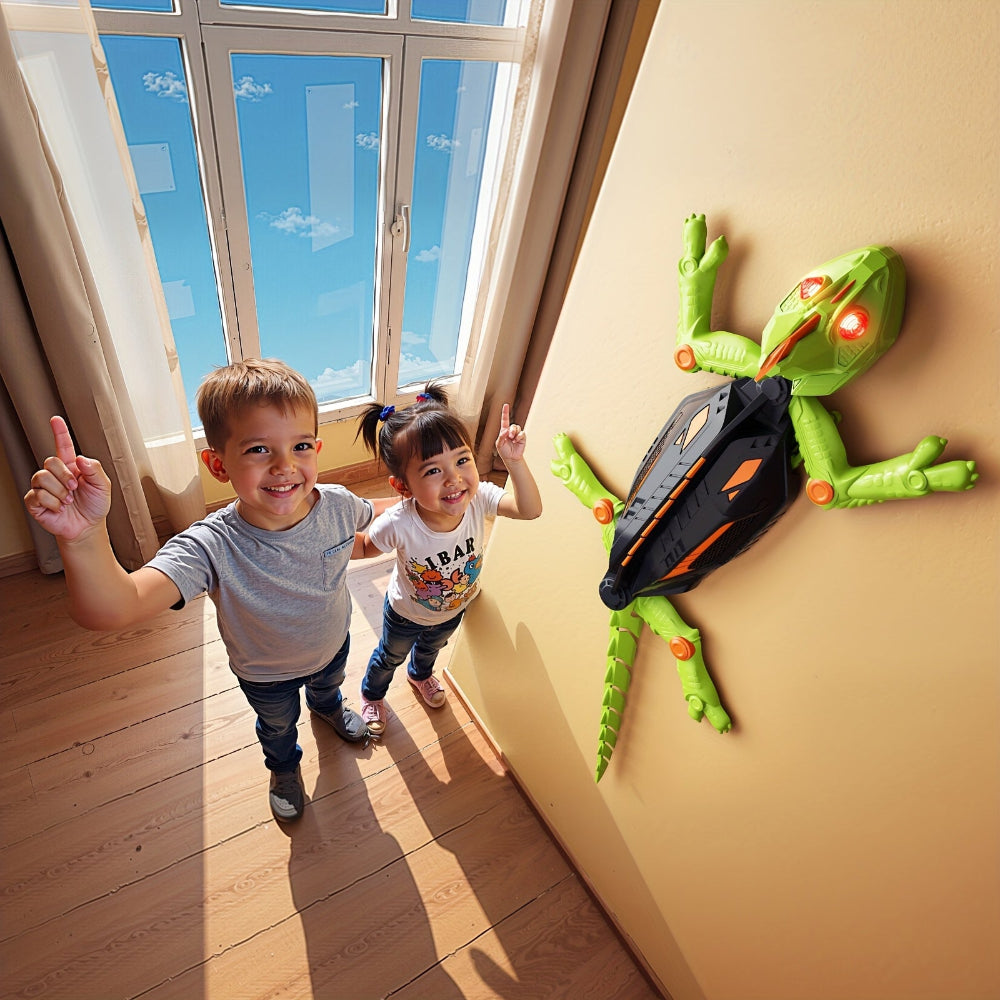 LED RC Wall-Climbing Gecko Toy — Motorized Articulated Limbs, Lightweight Shell