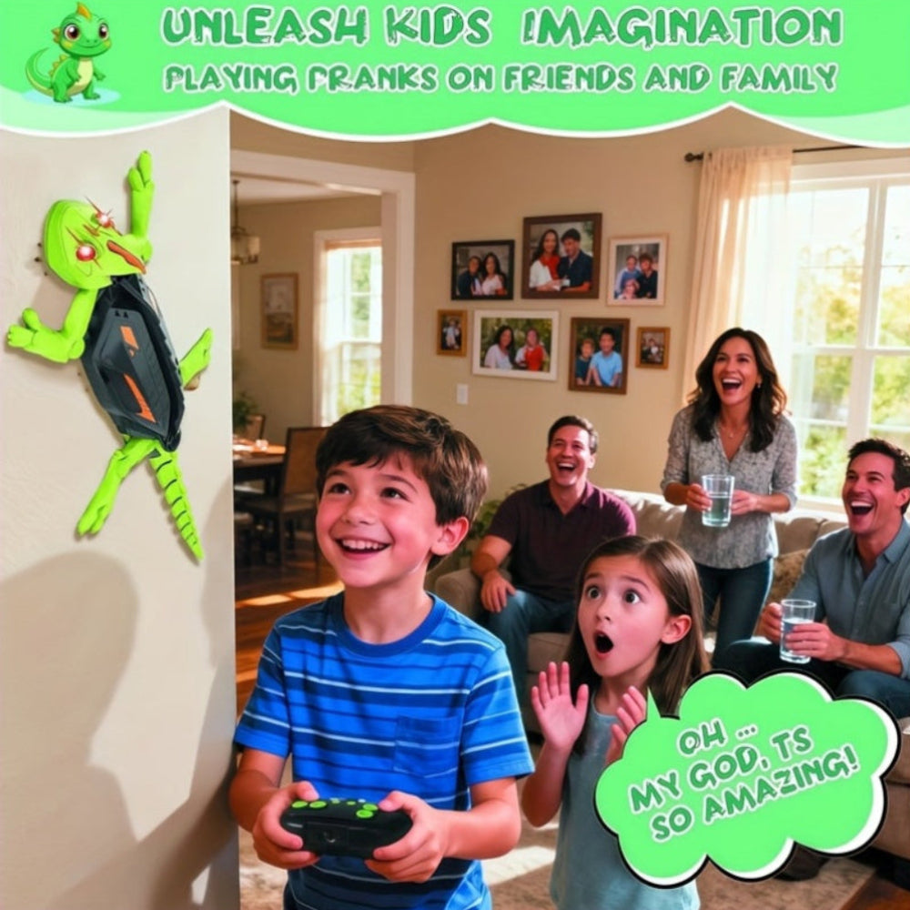 LED RC Wall-Climbing Gecko Toy — Motorized Articulated Limbs, Lightweight Shell