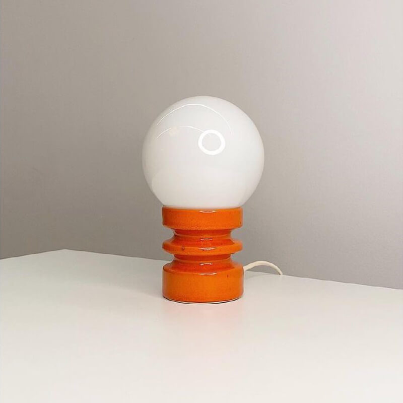 Solara Orange Solid Glass Table Lamp In Vintage Style