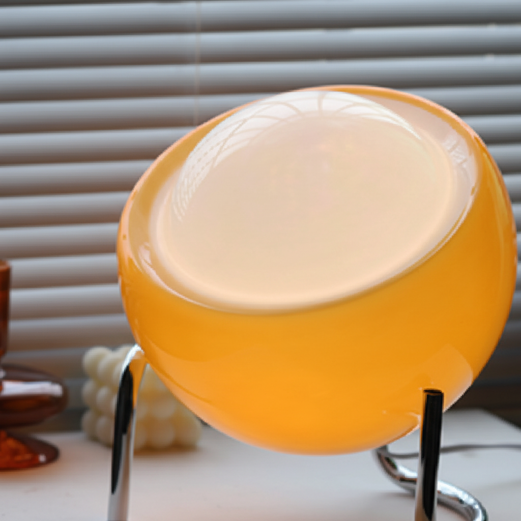 Retro szklana lampa stołowa GlassHaven — ciepłe oświetlenie nastrojowe