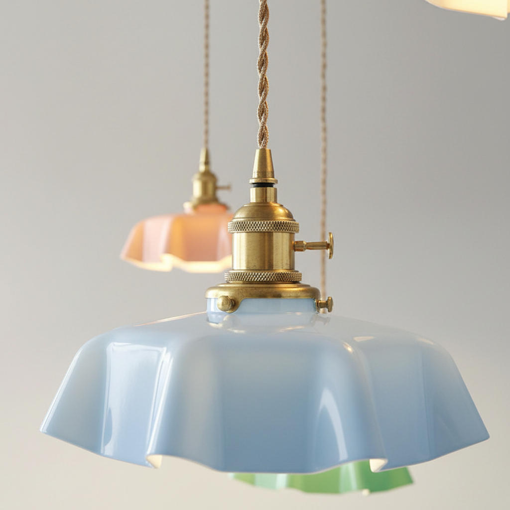 Lustră retro cu abajur din sticlă Gildelle - lumină caldă