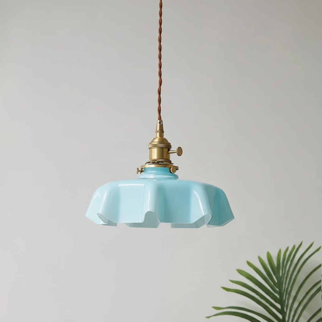 Lustră retro cu abajur din sticlă Gildelle - lumină caldă