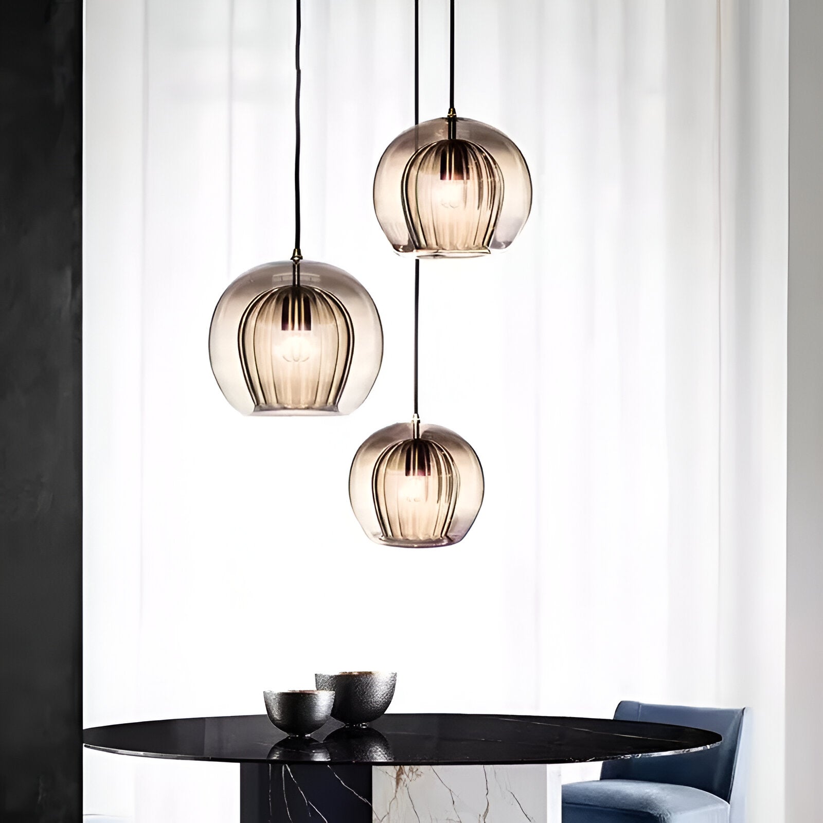 Luminária de Teto com Globo de Vidro Vintage e Altura Ajustável para Cozinha