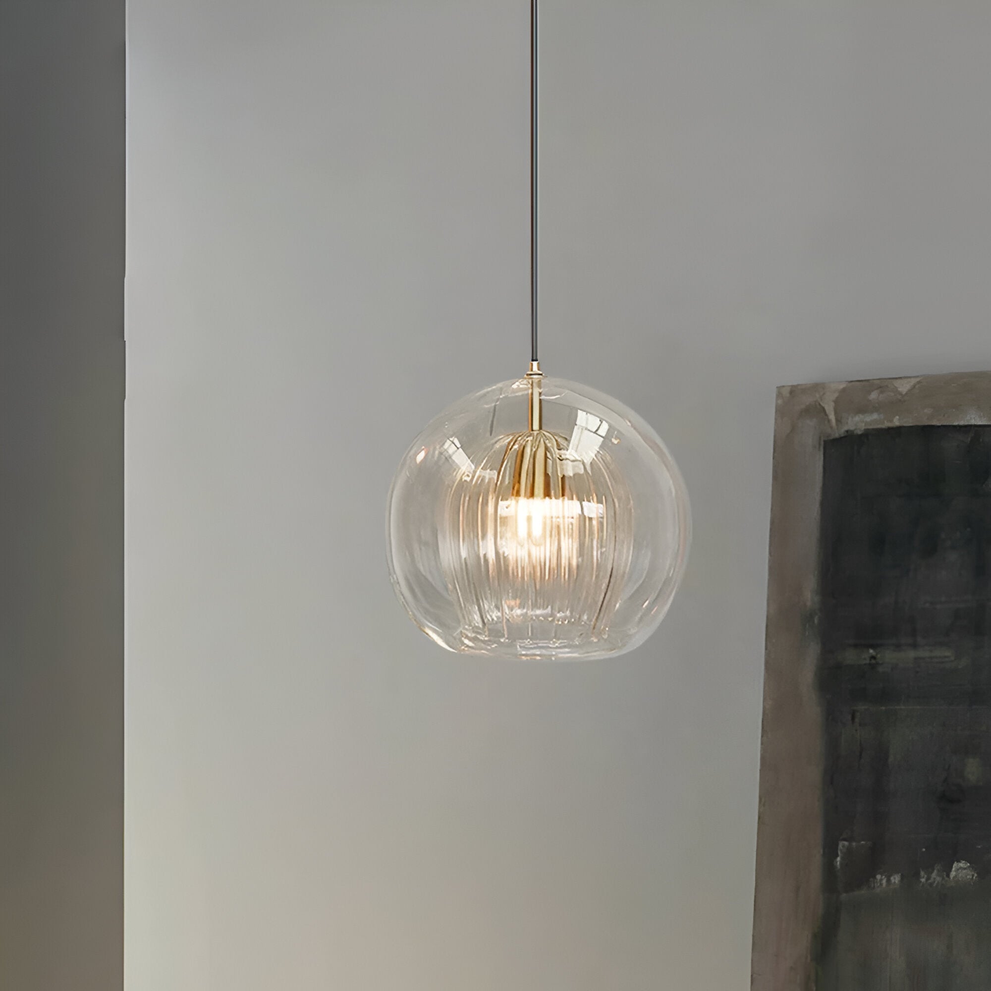 Luminária de Teto com Globo de Vidro Vintage e Altura Ajustável para Cozinha
