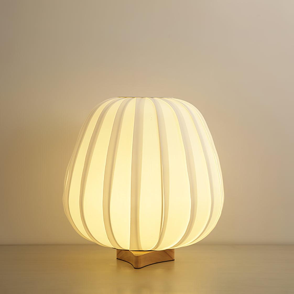 Rispapirslampe med træfod, lanterneformet skærm, Japandi-natbordslampe