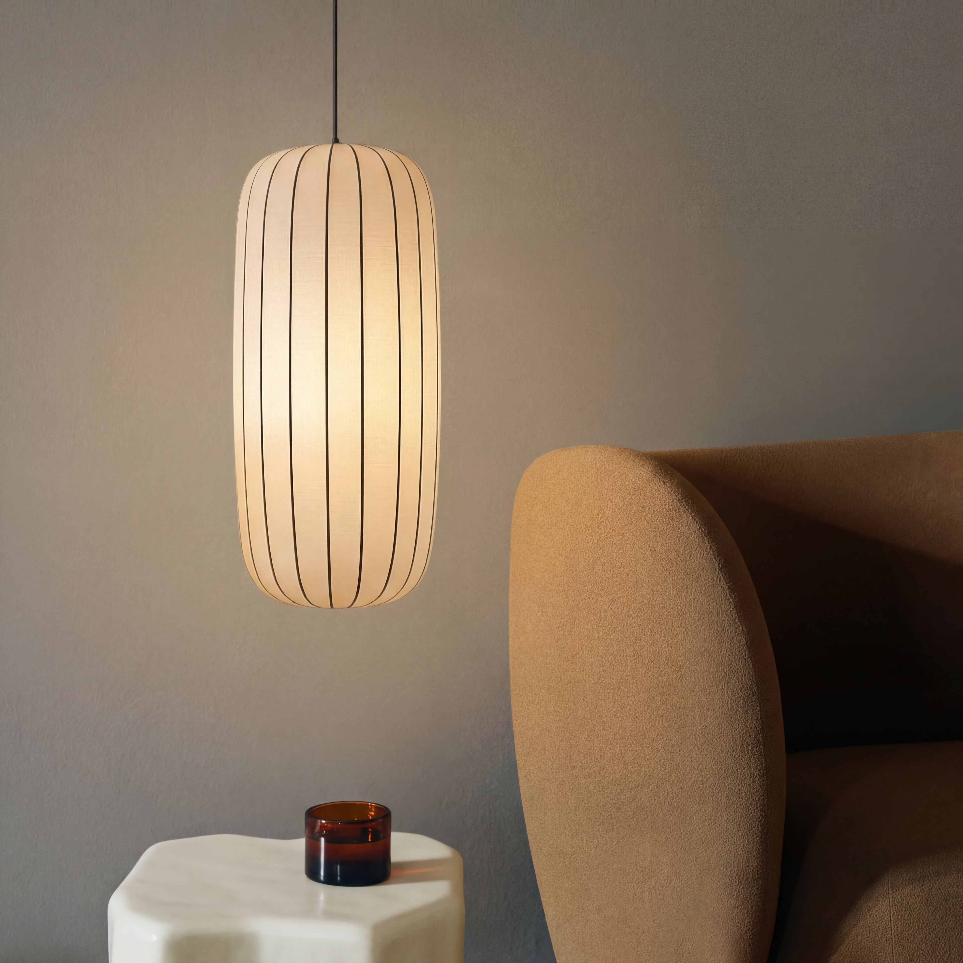 Lampada con paralume in carta di riso stile Japandi con altezza regolabile