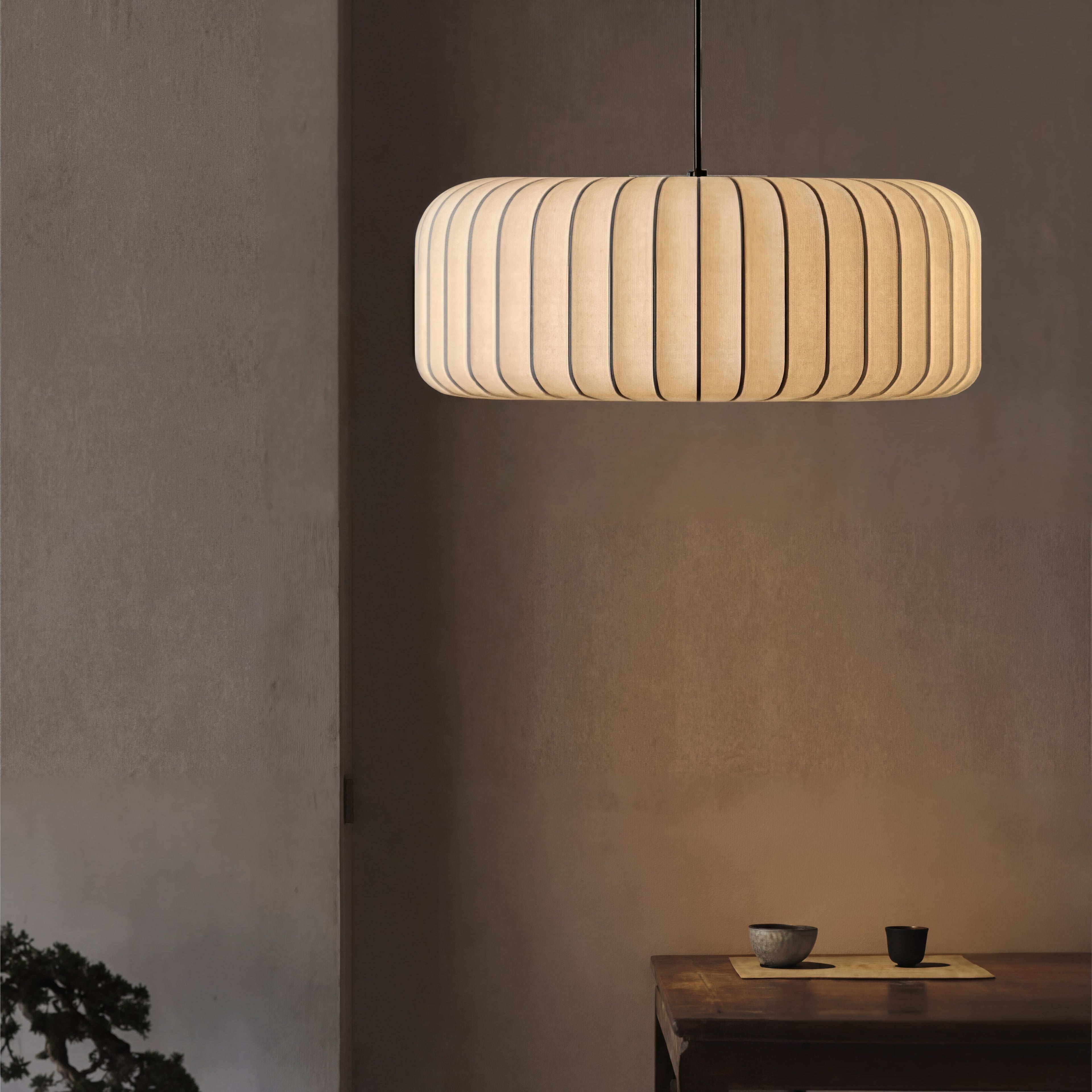 Lampada con paralume in carta di riso stile Japandi con altezza regolabile