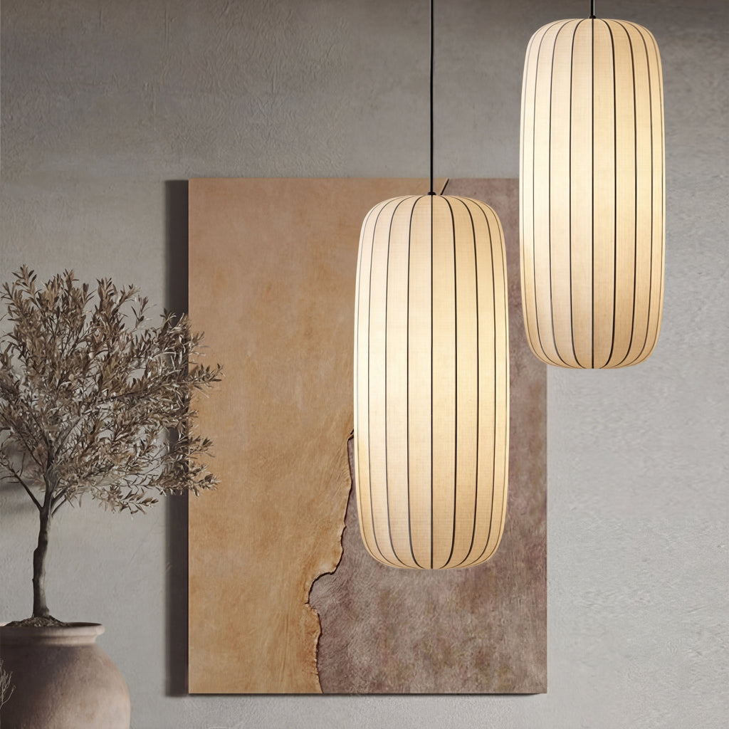 Lampada con paralume in carta di riso stile Japandi con altezza regolabile