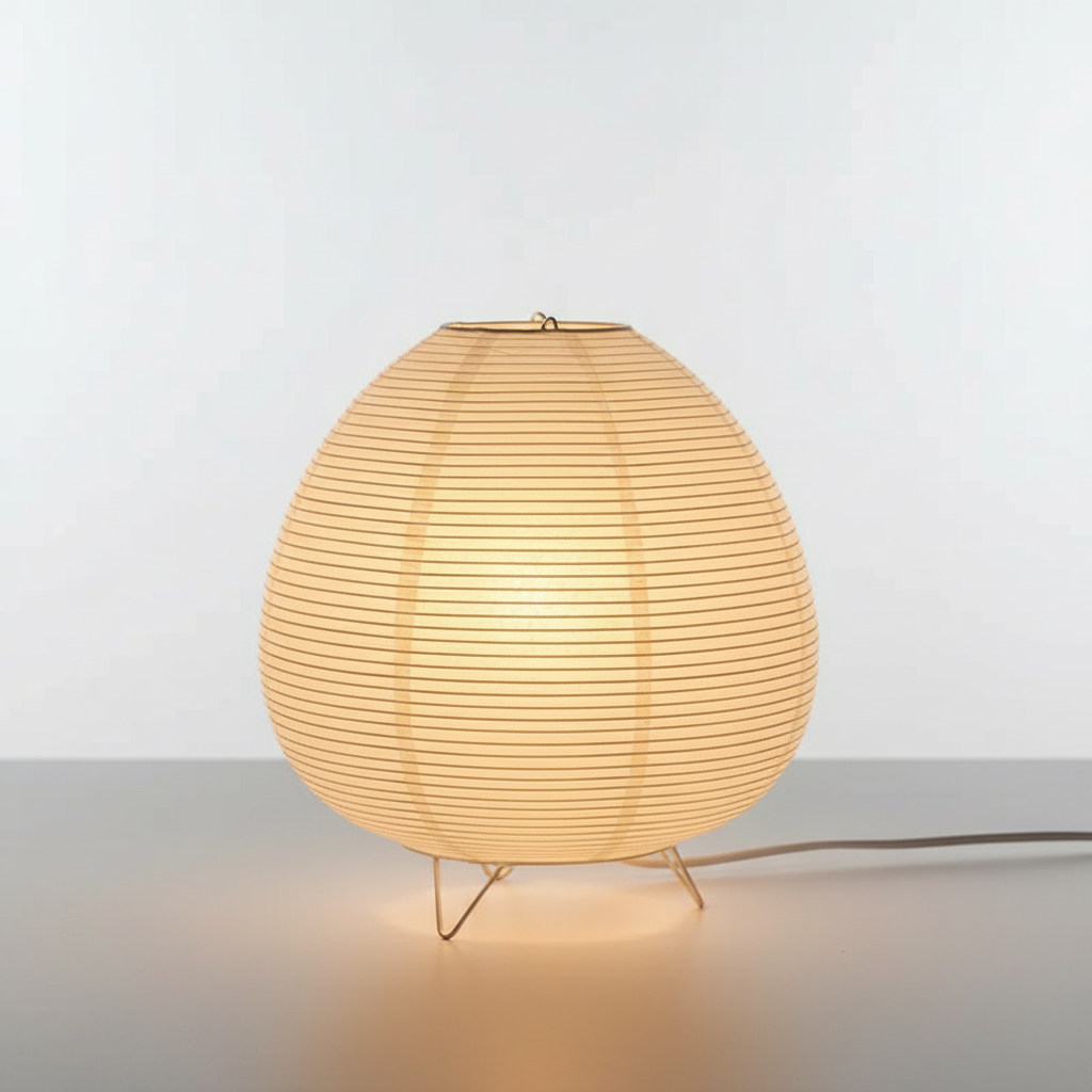 Japandi Rice Paper Tripod Bedside Table Lamp For Bedroom And Living Room