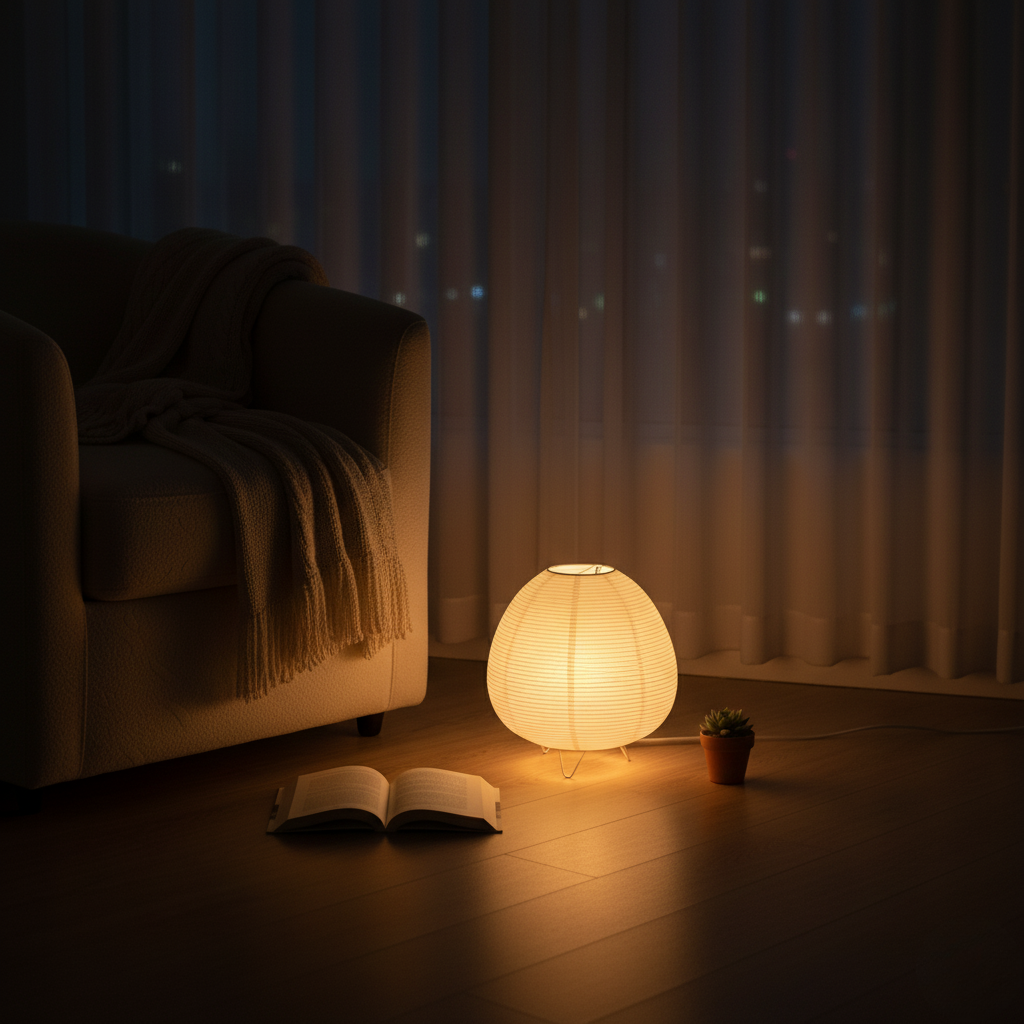 Japandi Rice Paper Tripod Bedside Table Lamp For Bedroom And Living Room