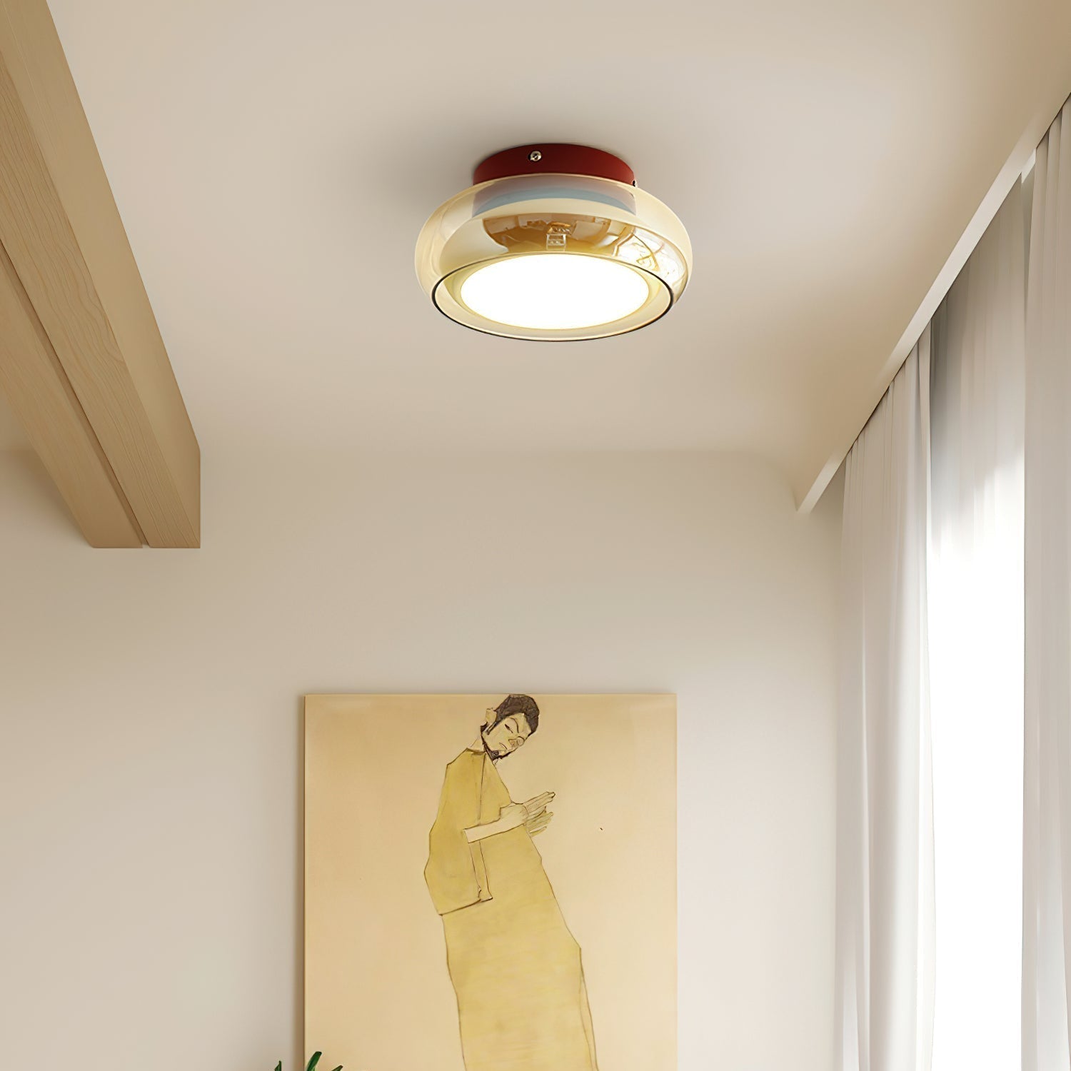 Lampada da soffitto a plafoniera in vetro retrò giugno | Lampada LED da interno | Meowbutter