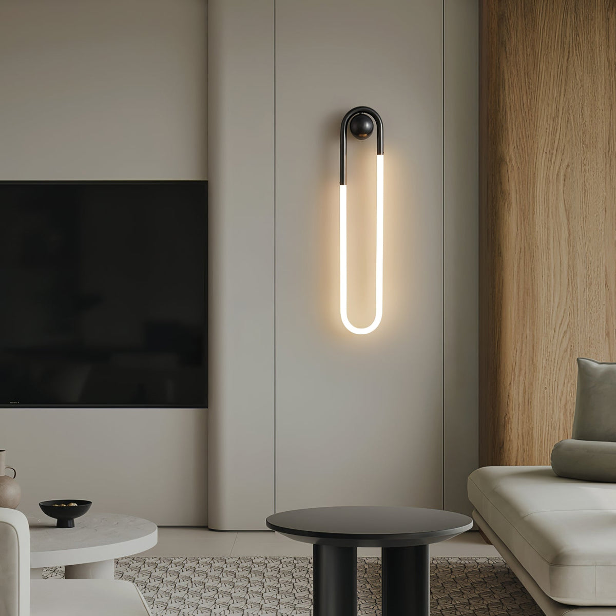 مصباح حائط LED عصري وبسيط - إطار نحاسي وأسود ولوحة أكريليك بيضاء