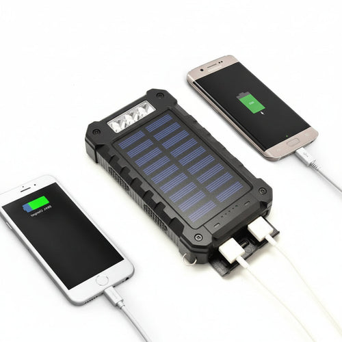 20 000 mAh-es napelemes powerbank — IP44-es vízállóság, két USB-port