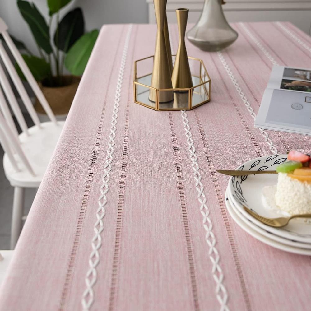 Rustikt stribet bomuld-linned dug til spisebord med elegant design