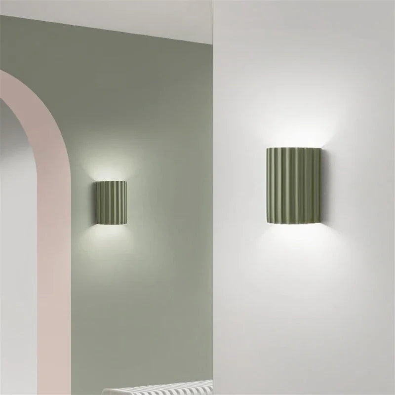 Nordic Resin Wall Lamp — Grooved Shell, Two-Way Ambient Glow