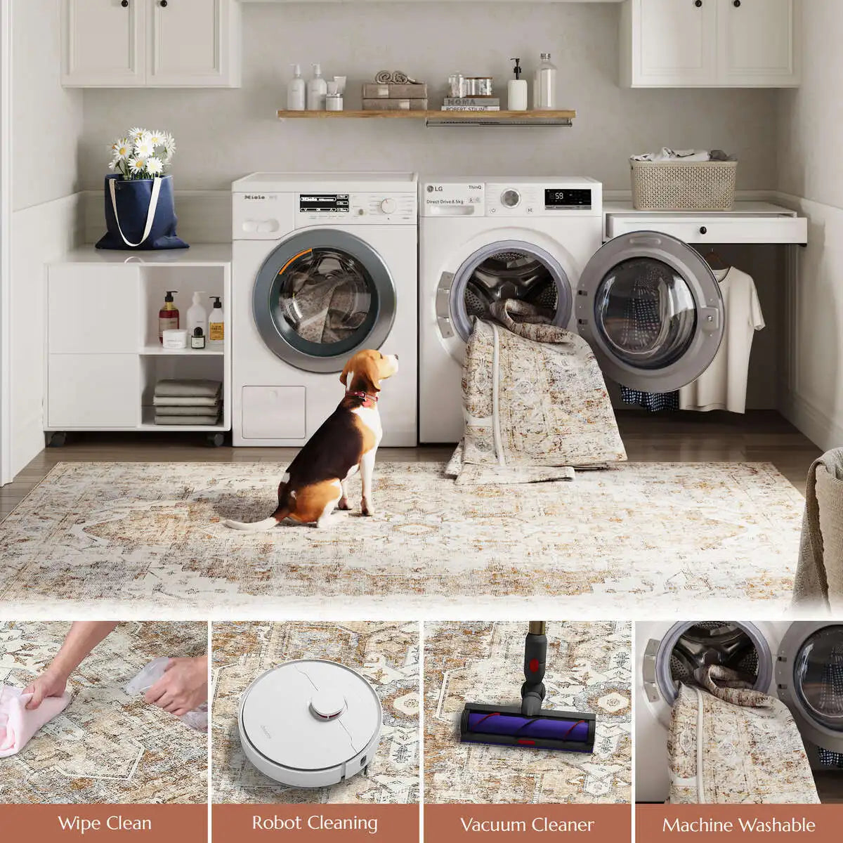 Heritage Medaillon Teppich | Faltbarer, rutschfester Teppich im orientalischen Stil | Meowbutter