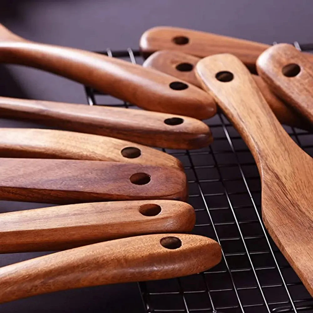 6 Piece Utensil Set For Kitchen Wooden Tools