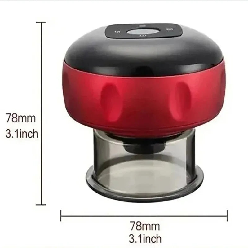 Electric Vacuum Cupping Device - Body Scraping Massager - Heating Suction Cup - 12 Speeds - Red | meowbutter
