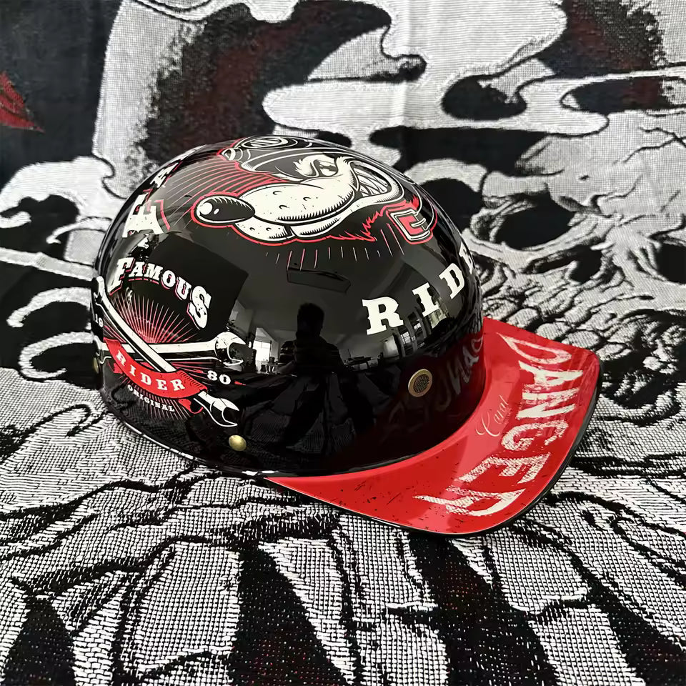 Retro 90s Half Helmet – Vintage Street Rider Style - Meowbutter
