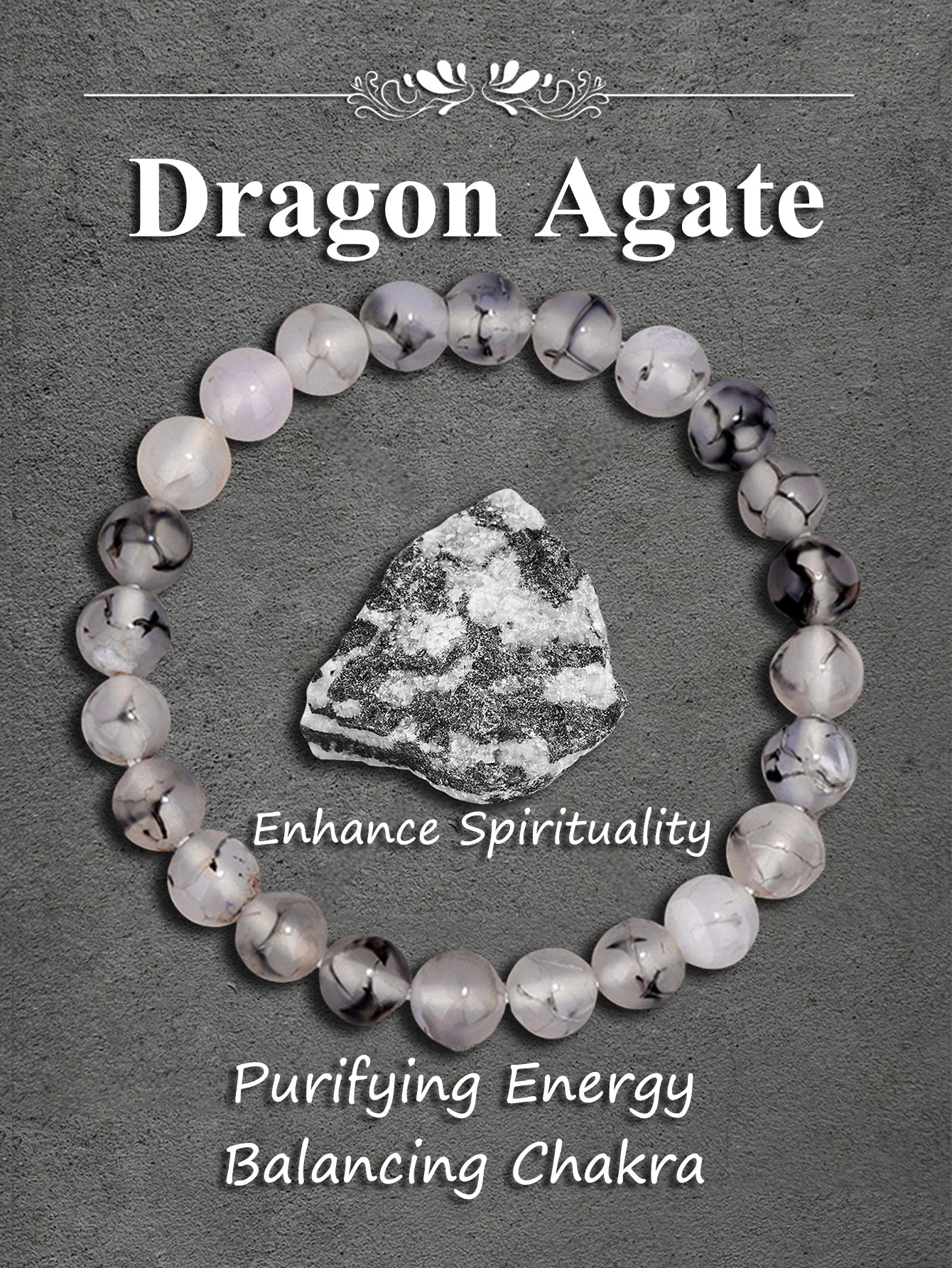 Naturligt agat perlearmbånd - Botswana sten smykker - design til stresslindring | meowbutter