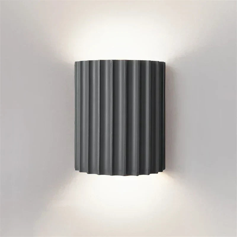 Nordic Resin Wall Lamp — Grooved Shell, Two-Way Ambient Glow