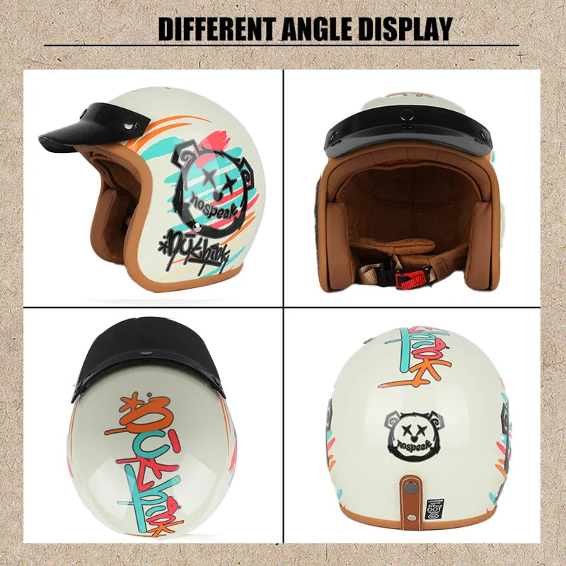 NOSPEAK Retro Motorcycle Helmet + 1 Goggles free - Meowbutter